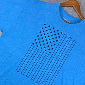 Melmarc American Flag Shirt Mens XL Blue Heather Minimalist Graphic Tee USA EUC